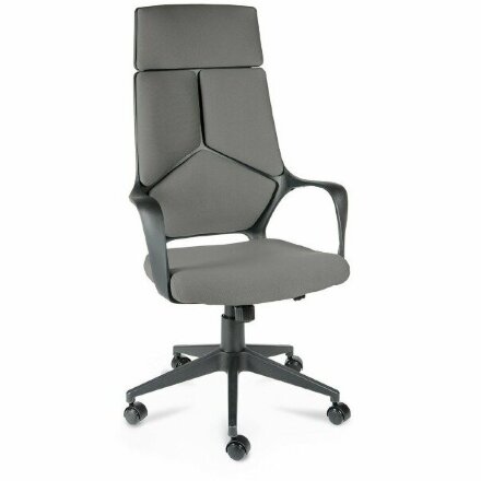 Кресло офисное / IQ / (black plastic, dark grey) черный пластик / темно-серая ткань 