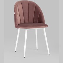 Стул Stool Group Логан велюр пыльно-розовый белые ножки из металла