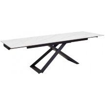 Керамический стол Livorno Matt white marble sintered stone / black