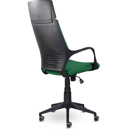 Кресло офисное / IQ  / (black plastic green) черный пластик / зеленая ткань 