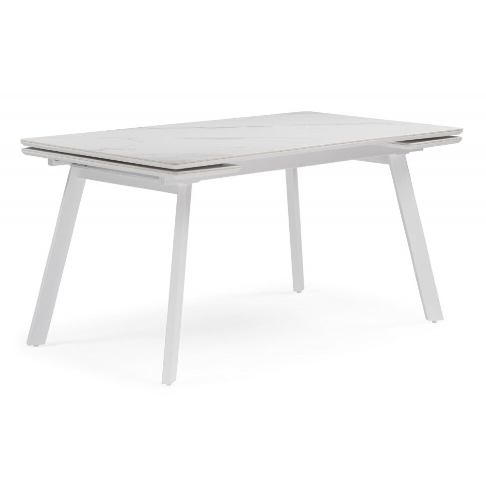 Керамический стол Норман 140 (200) х 80 белый мрамор alpin white / snow white / белый 