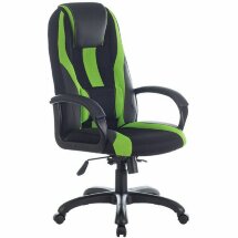 Кресло компьютерное BRABIX PREMIUM &quot;Rapid GM-102&quot;, НАГРУЗКА 180 кг, экокожа/ткань, черное/зеленое, 532419, GM-102_532419