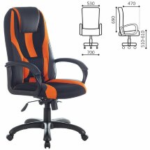 Кресло компьютерное BRABIX PREMIUM &quot;Rapid GM-102&quot;, НАГРУЗКА 180 кг, экокожа/ткань, черно/оранжевое, 532420, GM-102_532420