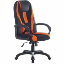 Кресло компьютерное BRABIX PREMIUM &quot;Rapid GM-102&quot;, НАГРУЗКА 180 кг, экокожа/ткань, черно/оранжевое, 532420, GM-102_532420