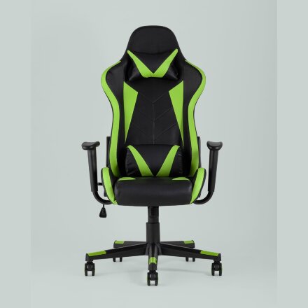 Кресло игровое TopChairs Gallardo зеленое с подушкой 