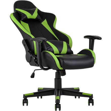 Кресло игровое TopChairs Gallardo зеленое с подушкой 