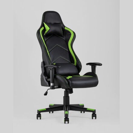 Кресло игровое TopChairs Cayenne зеленое с подушками 