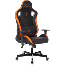 Геймерское кресло Бюрократ компьютерное игровое Knight OUTRIDER черный/оранжевый ромбик эко.кожа с подголов. крестовина мет