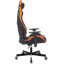 Геймерское кресло Бюрократ компьютерное игровое Knight OUTRIDER черный/оранжевый ромбик эко.кожа с подголов. крестовина мет