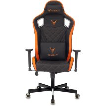 Геймерское кресло Бюрократ компьютерное игровое Knight OUTRIDER черный/оранжевый ромбик эко.кожа с подголов. крестовина мет