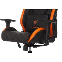 Геймерское кресло Бюрократ компьютерное игровое Knight OUTRIDER черный/оранжевый ромбик эко.кожа с подголов. крестовина мет