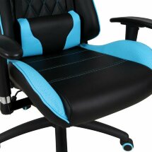 Кресло компьютерное BRABIX &quot;GT Master GM-110&quot;, две подушки, экокожа, черное/голубое, 531928