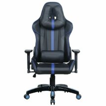 Кресло компьютерное BRABIX &quot;GT Carbon GM-120&quot;, две подушки, экокожа, черное/синее, 531930