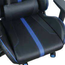 Кресло компьютерное BRABIX &quot;GT Carbon GM-120&quot;, две подушки, экокожа, черное/синее, 531930