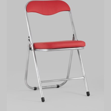 Стул складной Stool Group ДЖОН красный обивка из экокожи на хромированном каркасе из металла 