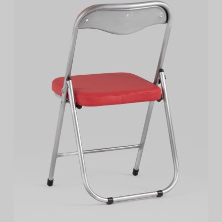 Стул складной Stool Group ДЖОН красный обивка из экокожи на хромированном каркасе из металла 