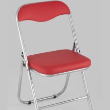 Стул складной Stool Group ДЖОН красный обивка из экокожи на хромированном каркасе из металла