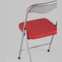 Стул складной Stool Group ДЖОН красный обивка из экокожи на хромированном каркасе из металла
