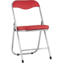 Стул складной Stool Group ДЖОН красный обивка из экокожи на хромированном каркасе из металла