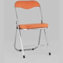 Стул складной Stool Group ДЖОН оранжевый обивка из экокожи на хромированном каркасе из металла