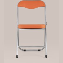 Стул складной Stool Group ДЖОН оранжевый обивка из экокожи на хромированном каркасе из металла