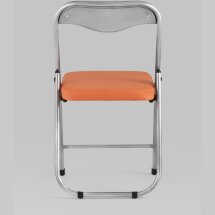 Стул складной Stool Group ДЖОН оранжевый обивка из экокожи на хромированном каркасе из металла