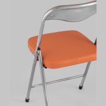 Стул складной Stool Group ДЖОН оранжевый обивка из экокожи на хромированном каркасе из металла