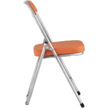 Стул складной Stool Group ДЖОН оранжевый обивка из экокожи на хромированном каркасе из металла