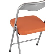 Стул складной Stool Group ДЖОН оранжевый обивка из экокожи на хромированном каркасе из металла