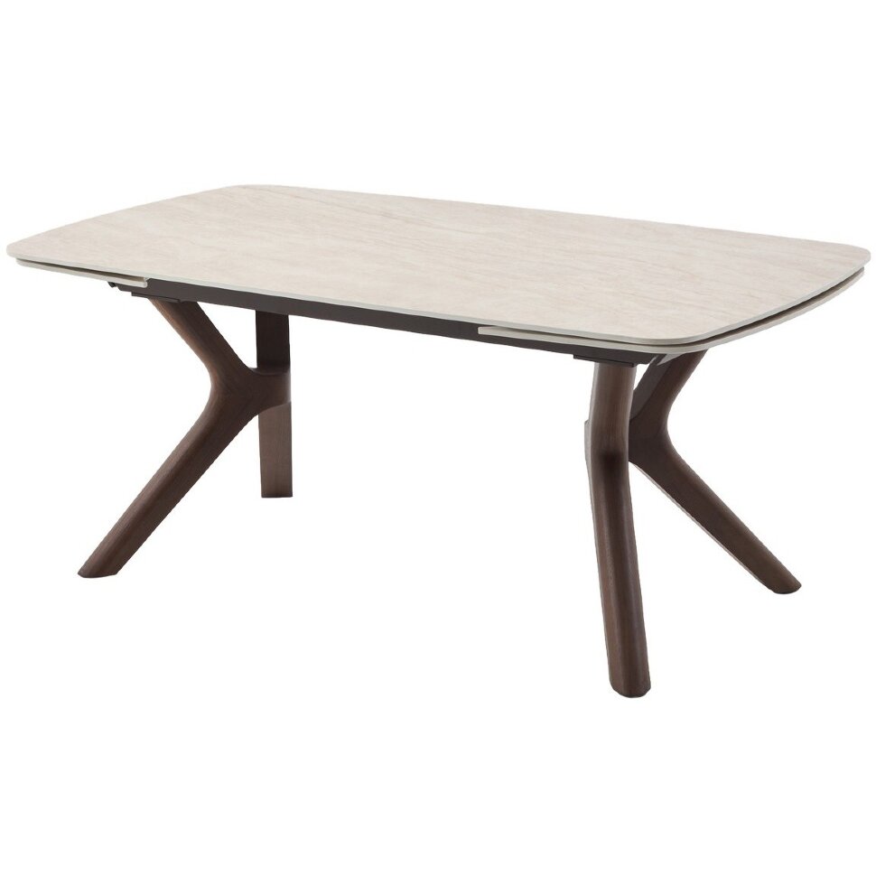 Стол КИРАН (KIRAN) 180 см - 260 см раскладной MATTE SICILY BEIGE SOLID CERAMIC /Орех темный, ®DISAUR Стол КИРАН (KIRAN) 180 см - 260 см раскладной MATTE SICILY BEIGE SOLID CERAMIC /Орех темный, ®DISAUR