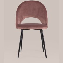 Стул Stool Group Меган велюр с ромбами пыльно-розовый ножки металл черные