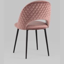 Стул Stool Group Меган велюр с ромбами пыльно-розовый ножки металл черные