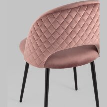Стул Stool Group Меган велюр с ромбами пыльно-розовый ножки металл черные