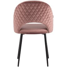 Стул Stool Group Меган велюр с ромбами пыльно-розовый ножки металл черные