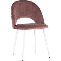 Стул Stool Group Меган велюр с ромбами пыльно-розовый белые ножки из металла
