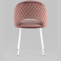 Стул Stool Group Меган велюр с ромбами пыльно-розовый белые ножки из металла