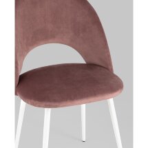 Стул Stool Group Меган велюр с ромбами пыльно-розовый белые ножки из металла