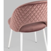 Стул Stool Group Меган велюр с ромбами пыльно-розовый белые ножки из металла