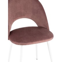 Стул Stool Group Меган велюр с ромбами пыльно-розовый белые ножки из металла