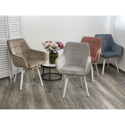 Стул MAVERICK 360 град. поворот. BLUVEL-03 LIGHT GREY, велюр/ белый каркас, М-City 