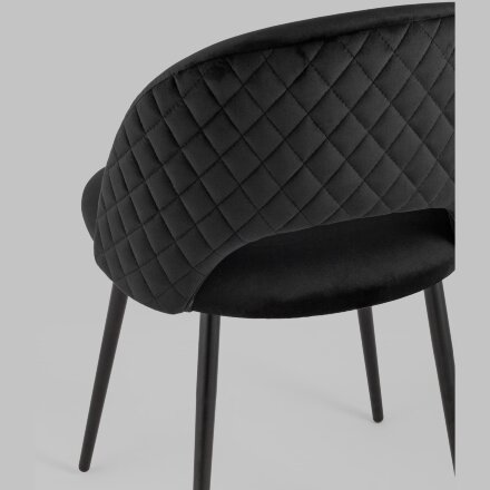 Стул Stool Group Меган велюр с ромбами черный ножки металл черные 