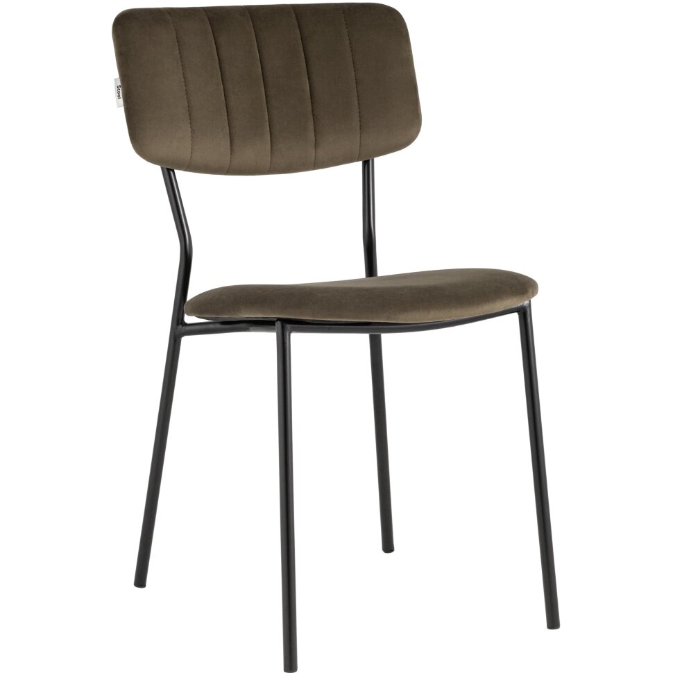 Стул Stool Group для кухни Бандо велюр коричневый черные ножки из металла Стул Stool Group для кухни Бандо велюр коричневый черные ножки из металла