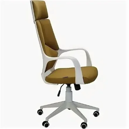 Кресло офисное / IQ / (White plastic-mustard ) белый  пластик / горчичная ткань 