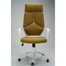 Кресло офисное / IQ / (White plastic-mustard ) белый  пластик / горчичная ткань