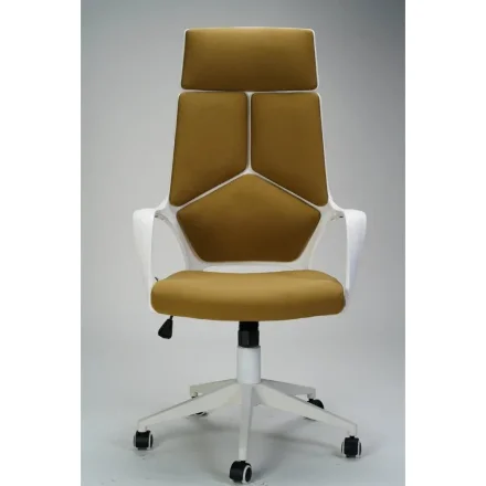 Кресло офисное / IQ / (White plastic-mustard ) белый  пластик / горчичная ткань 
