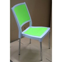 Стул пластиковый NEW Classic двухцветный на металлокаркасе голубой