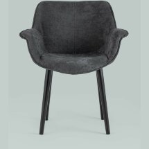 Стул Stool Group с подлокотниками Мэйсон тёмно-серый обивка ткань ножки металл черные