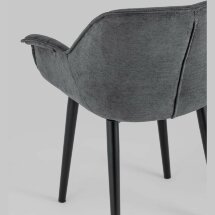 Стул Stool Group с подлокотниками Мэйсон тёмно-серый обивка ткань ножки металл черные